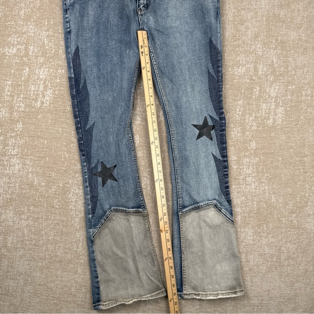 Cooper 9 Blue Wings Denim Size 38 / Blue Jeans with Star Patches - Picture 5 of 13